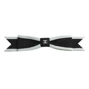 CHANEL Metal Fabric Straw Coco Mark Ribbon Hair